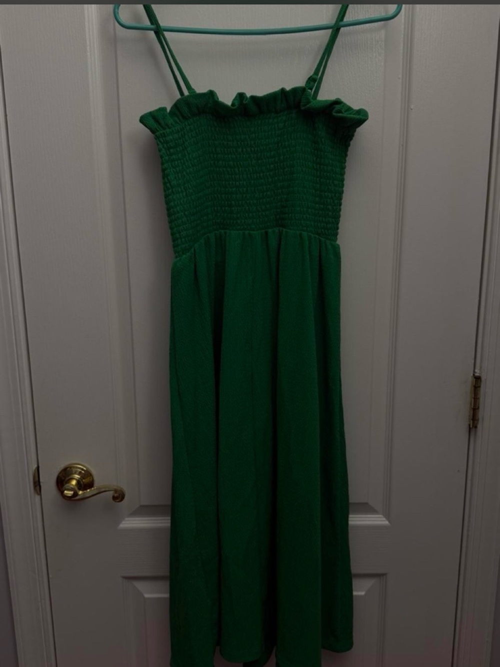H&M Emerald Green Smocked Midi Dress